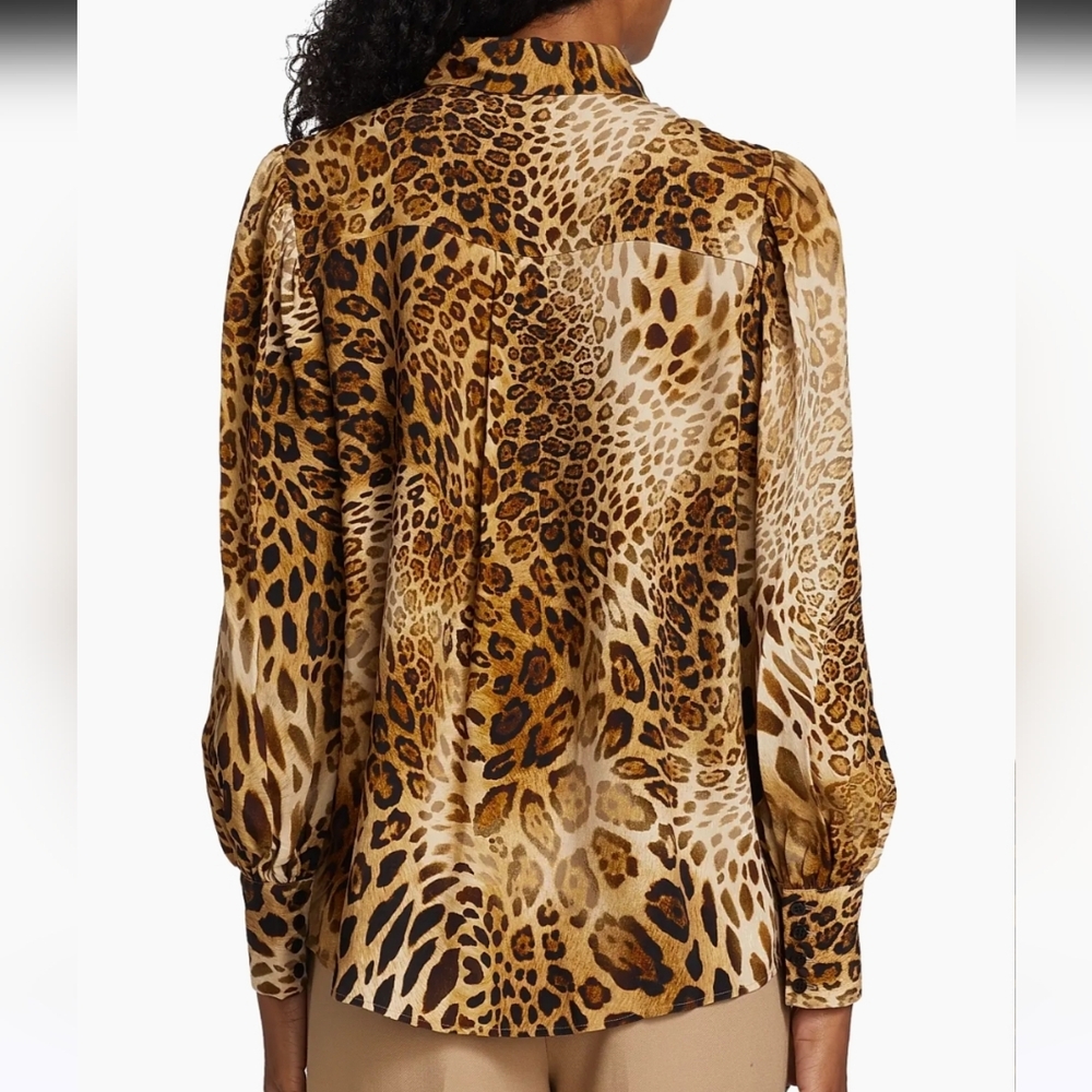 NWT ELIE TAHARI | $345 Animal Print Blouse - Picture 5 of 9